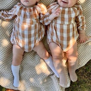 Rylee and Cru Bubble Romper Plaid